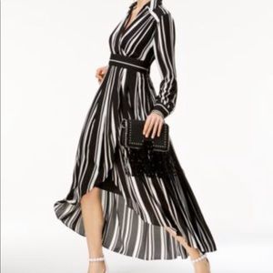 High low striped dress black and white
